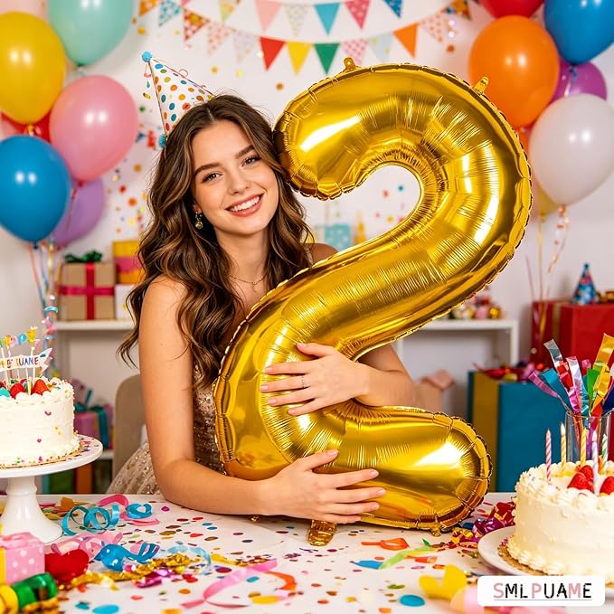 40 Inch Gold 22 Balloons Number, 22nd Birthday Party Decorations | Large Self - Image 3