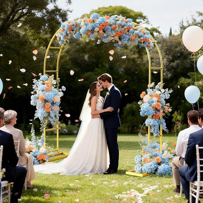 6.6FT Metal Wedding Arch Backdrop Stand Gold Arbor Frame - Image 2