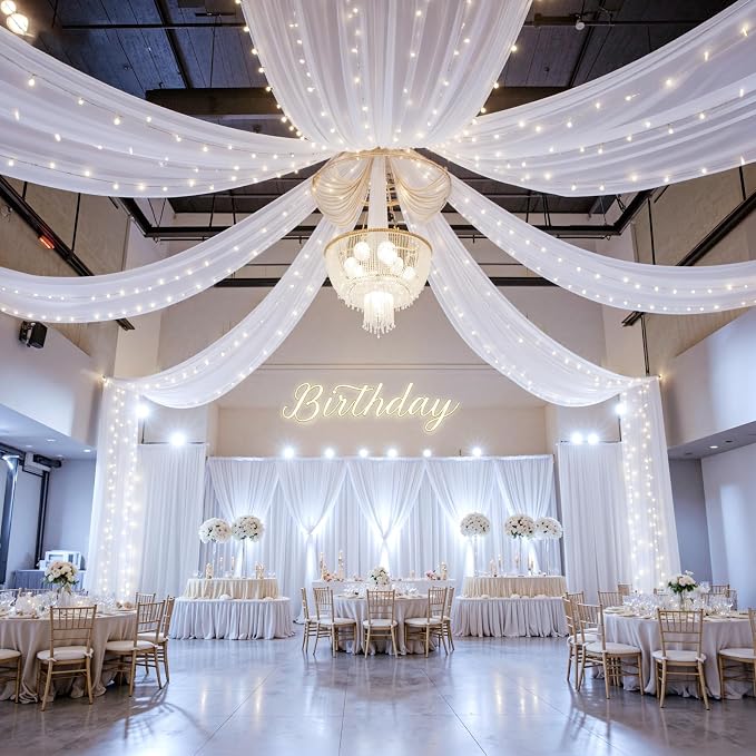6 Panels White Ceiling Curtains - Image 5