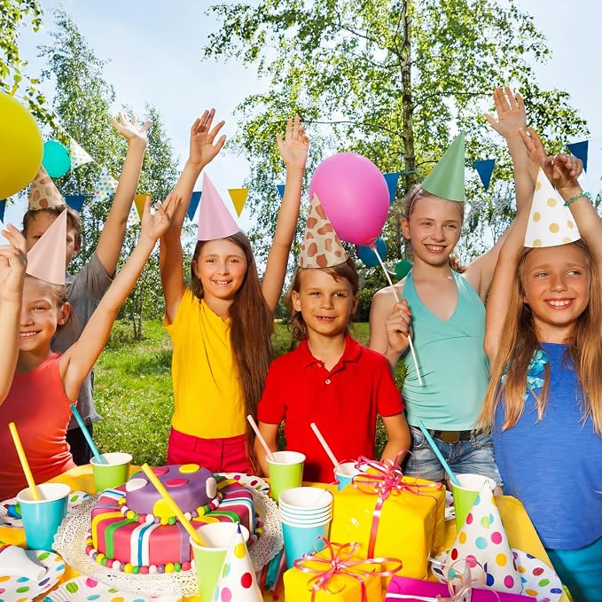 Watersay 24 Pcs Themed Party Hats Theme Cone Paper Hats - Image 3