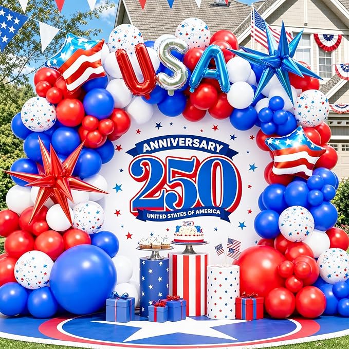4th of July Balloon Garland Arch Kit, Patriotic Decorations - Image 8