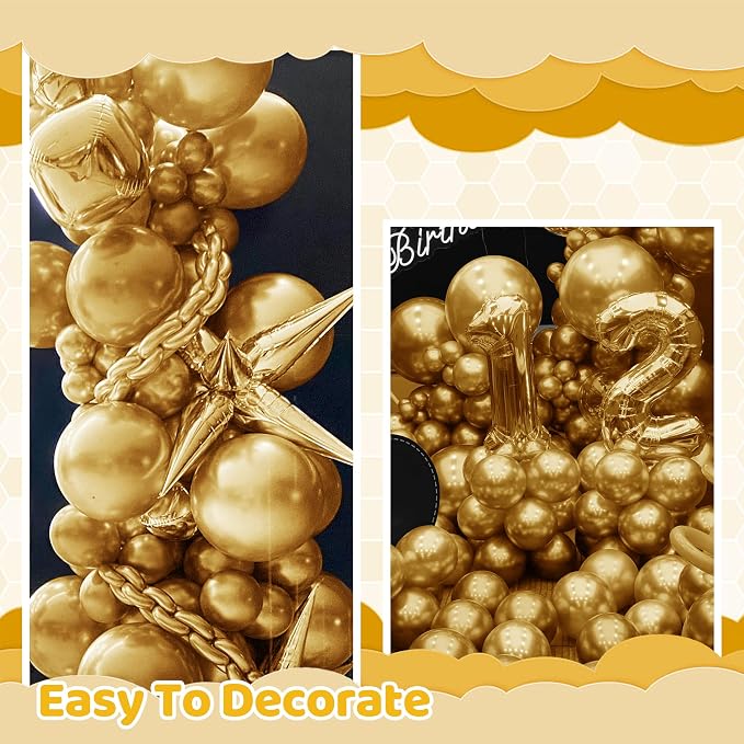 170 Pieces Gold Balloons Different Sizes 5 10 12 18 Inch Gold Balloon Arch - Image 3
