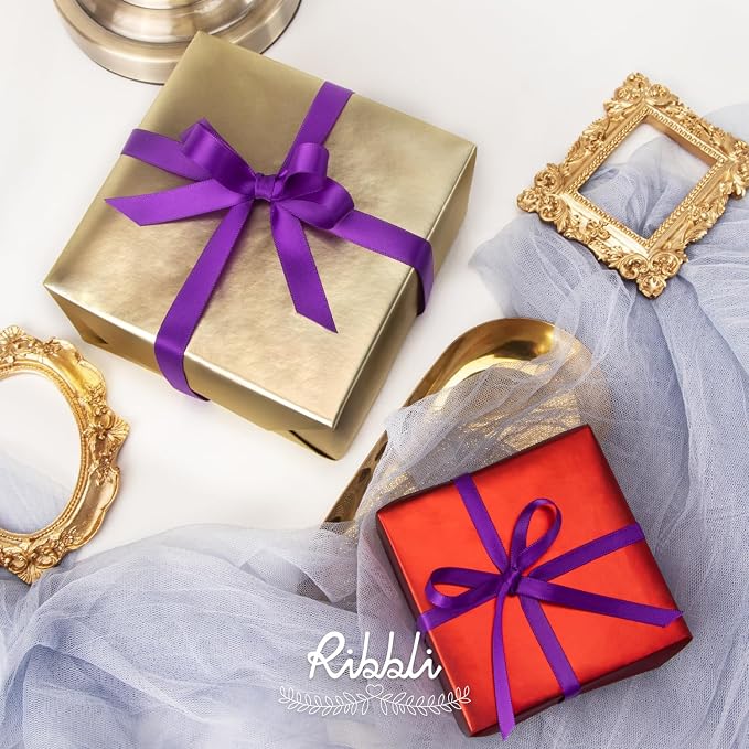 Ribbli Purple Double Faced Satin Ribbon, 1/4” x Continuous 25 Yards, Use - Image 3
