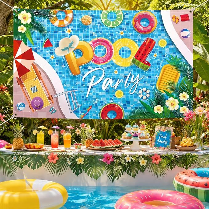 Pool Party Banner Pool Party Decorations Summer Party Birthday Decorations - Image 4