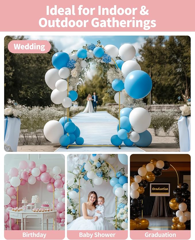 Pureegg Gold Metal Arch Backdrop Stand Set of 3, Wedding Balloon Arch Stand - Image 6