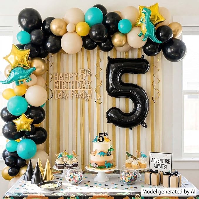 Black Number 5 Balloon 40 Inch, Glossy Foil Numeral - Image 3