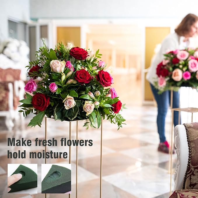 Max Shape Pack of 2 Large Size Floral Foam Blocks for Fresh and Artificial Flowers (9” L x 4” W), Wet Florist Foam Blocks for Wedding Holiday Decorations (2 Pack)