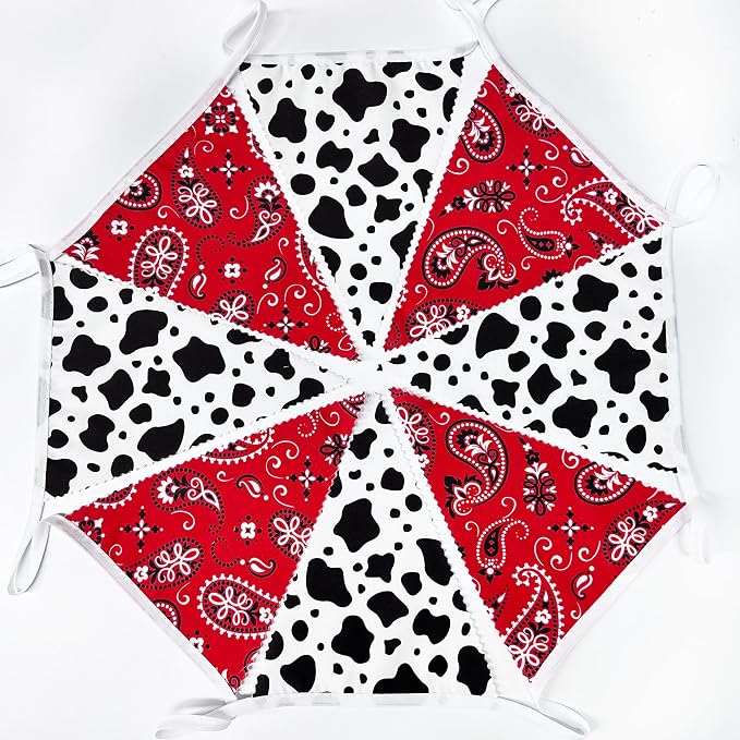 32Ft Western Cowboy Party Decorations Red Paisley Bandana Pennant Wild West - Image 6