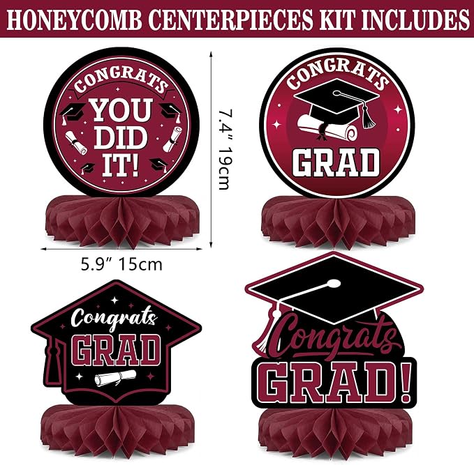 Graduation Decorations Class of 2026 Maroon Balloon Boxes and Arch Garland Kit - Image 4