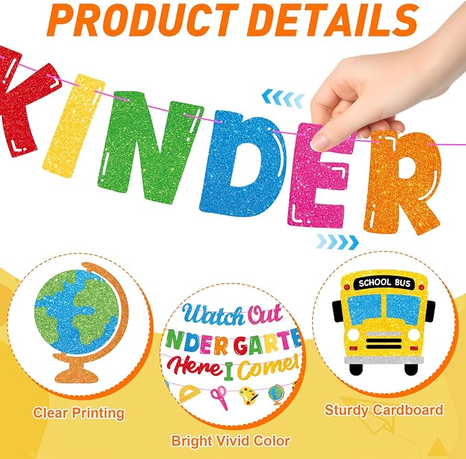 Watch Out Kindergarten Here I Come Banner Decor, First Day of Kindergarten - Image 4