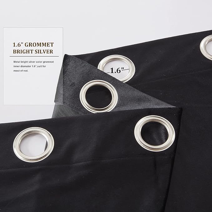 BULBUL Velvet Black Grommet Blackout Curtains 63 inch - Image 3