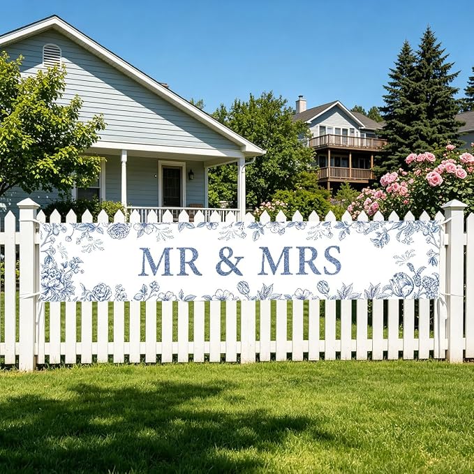 Mr And Mrs Wedding Decor Banner Decorations Party Hanging Sign | Reusable - Image 6
