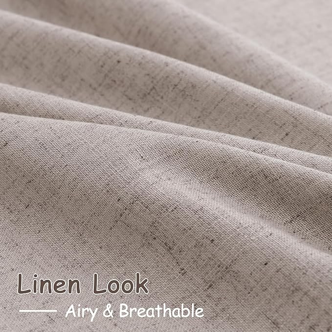 Brownish Grey Linen Curtains for Living Room 98 Inches Long Back Tab Light - Image 4