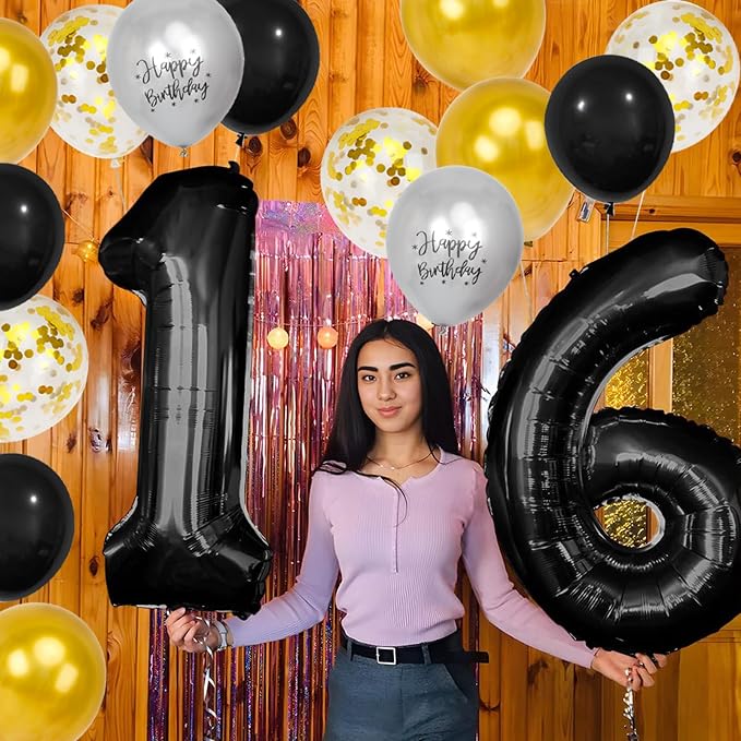 16th Birthday Decorations for Boys, 40 inch 16 Balloon Numbers - Image 7