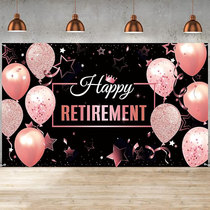 Blulu Retirement Party Decorations, Extra Large Fabric Retire Sign Banner Photo by Blulu