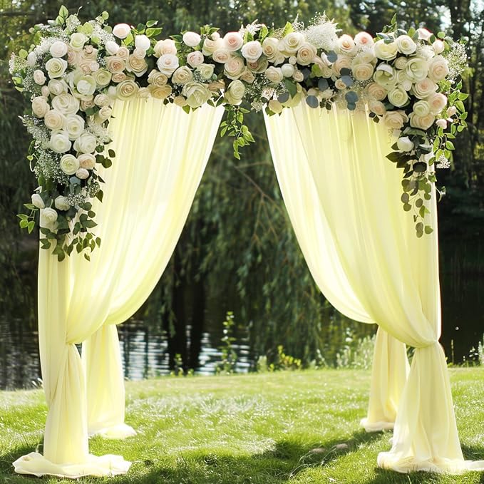 Beige Wedding Arch Draping Fabric Backdrop Drapes Sheer 4 Panels | 28.7"x20FT - Image 5