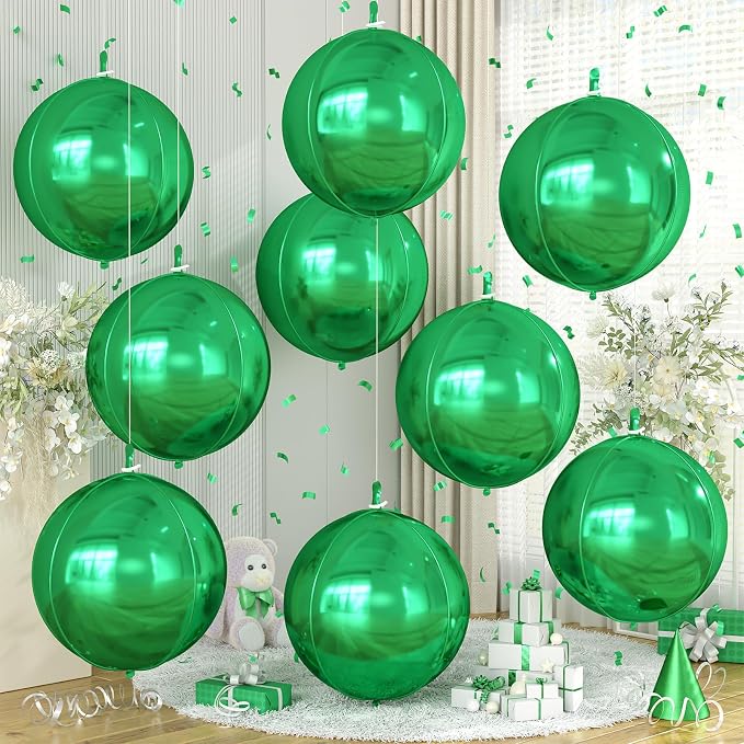 Green Round Foil Balloons 9 pcs by Cledeco