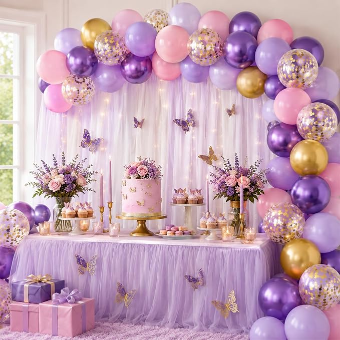 Pink and Purple Balloons, Metallic Purple, Women Girls Baby Bridal Showers - Image 4