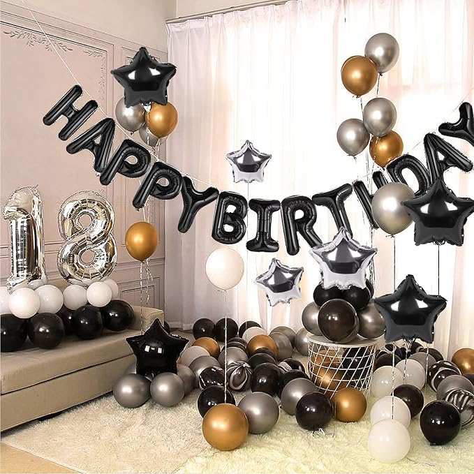 CANREVEL Happy Birthday Banner Decorations + 12Pcs Star Balloons, - Image 5