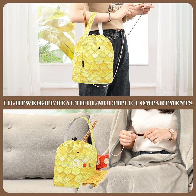 Yarn Bag Small Crochet Bag Drawstring Yarn Storage Organizer Knitting Project - Image 5