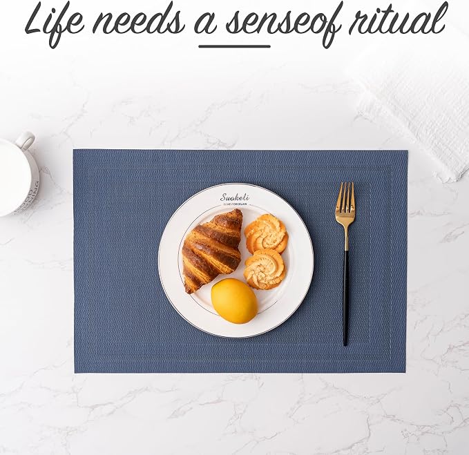 Placemats Set of 4 Washable Indoor | Outdoor Vinyl Place Mats - Image 5