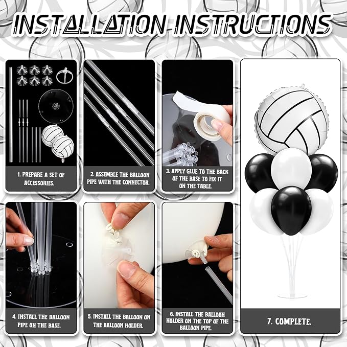 Sumind 2 Set Volleyball Table Centerpiece Balloon Stand Kit Foil Balloons - Image 4