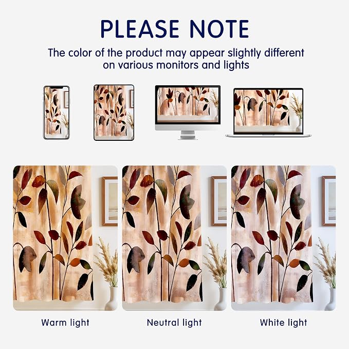 SUBRTEX Light Flitering Curtains 52Wx108L, Room Darkening Vibrant Floral Drapes - Image 7