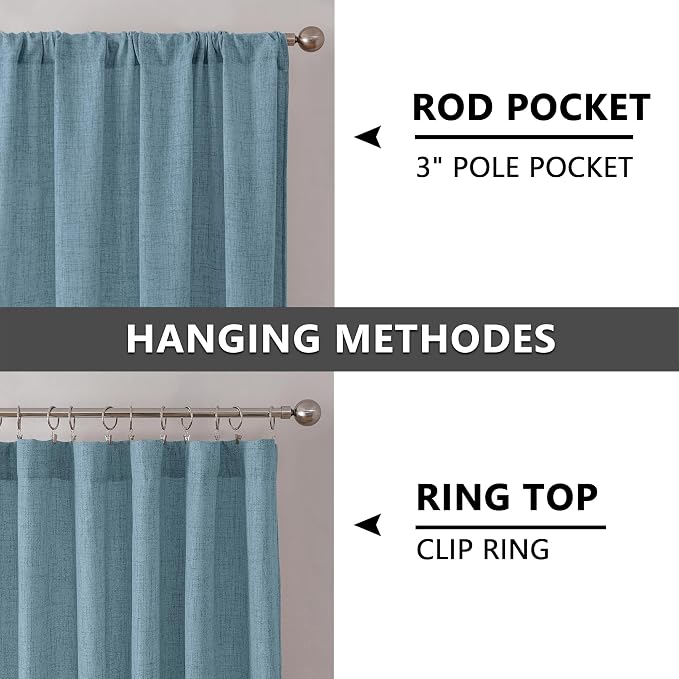 Tollpiz Linen Tier Curtain Rod Pocket Semi Sheer Half Kitchen Curtains Burlap - Image 5