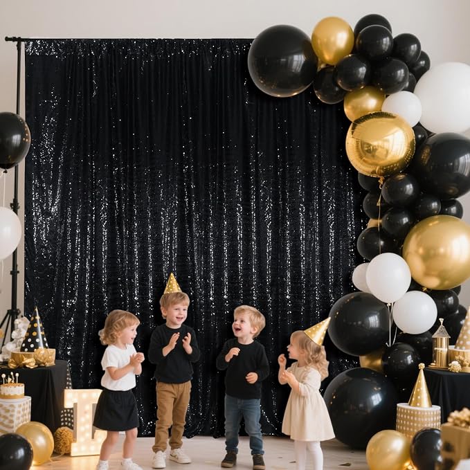 SquarePie 5x7ft Black Sequin Backdrop, High Density Non-Transparent Glitter - Image 5