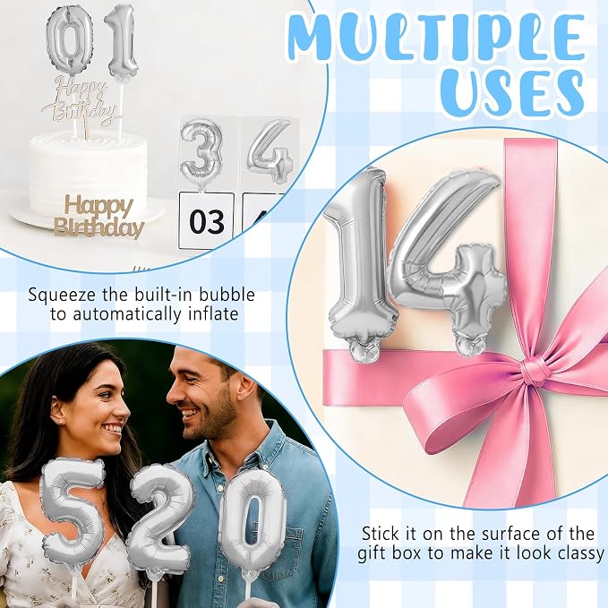 Gejoy 36 Pack 5 Inch Mini Number Balloon Foil Cake Topper Number Avoid Violent - Image 5