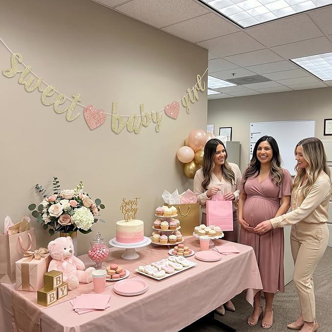 Sweet Baby Girl Banner, Pre-Strung Baby Shower Banner Garland - Image 8