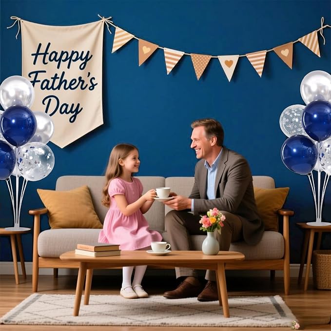4 Sets Navy Blue Silver Balloons Stand Kit - Image 7