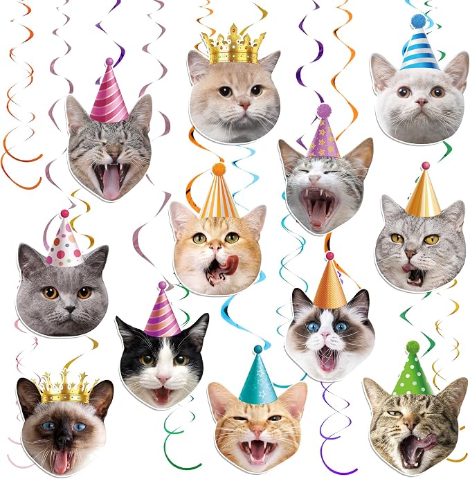 30 PCS Cat Theme Hanging Swirls Decorations Pre-Strung Kitten Birthday Party by Unknown