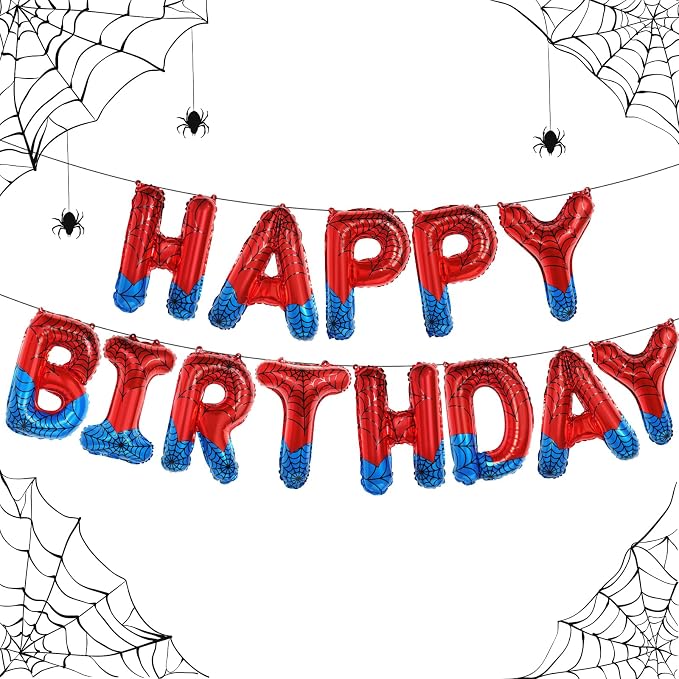 Spider Theme Happy Birthday Banner Party Decorations Balloons Letters Signs by Unknown