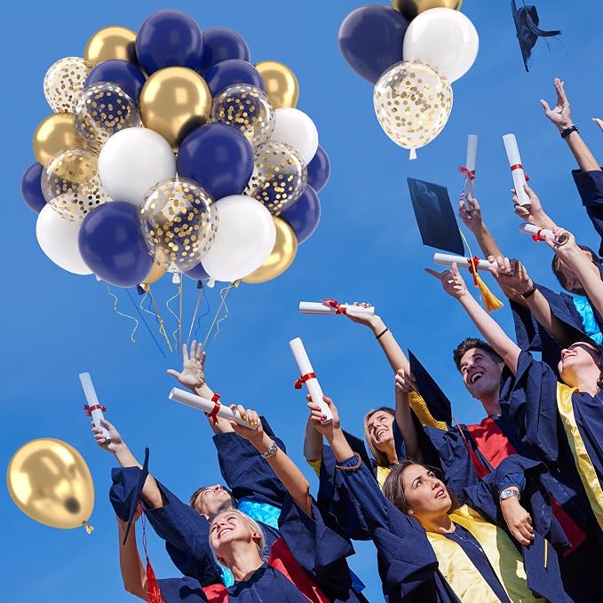 Patimate Navy Blue Gold Balloons Set - Image 3