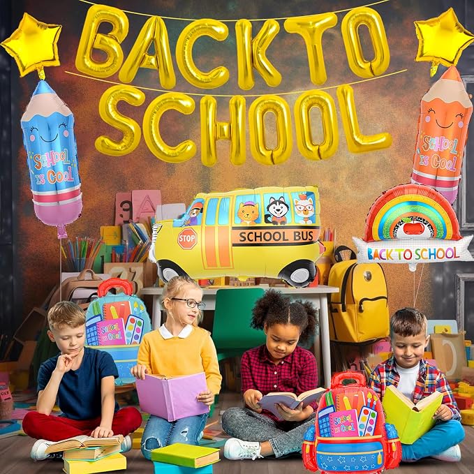 20 Pcs Back to School Balloons, School Bus Balloon, Colorful Schoolbag Pencil - Image 8