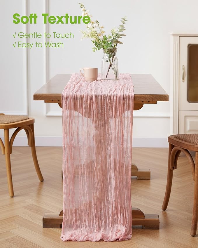 Pureegg 2-Pack Cheesecloth Table Runner, Baby Shower, Wedding and Farmhouse - Image 4