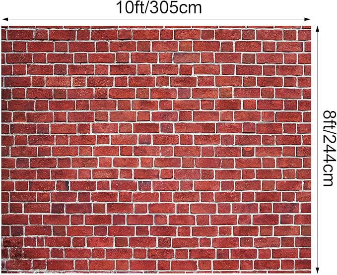 VitalCozy 10 x 8 ft Red Brick Wall Backdrop Fabric Brick Photo Background | - Image 2