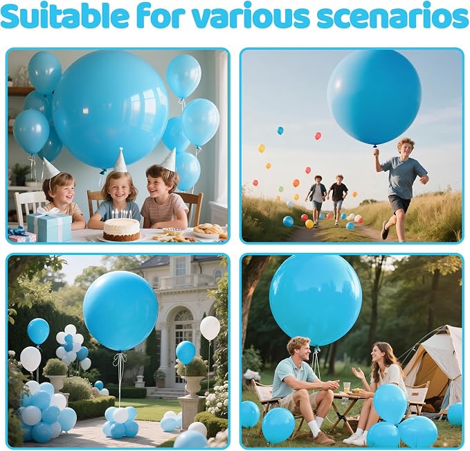 Light Blue Balloons 9pcs 36 Inch Extra Large Big Jumbo Giant Baby Sky Aqua Blue - Image 6