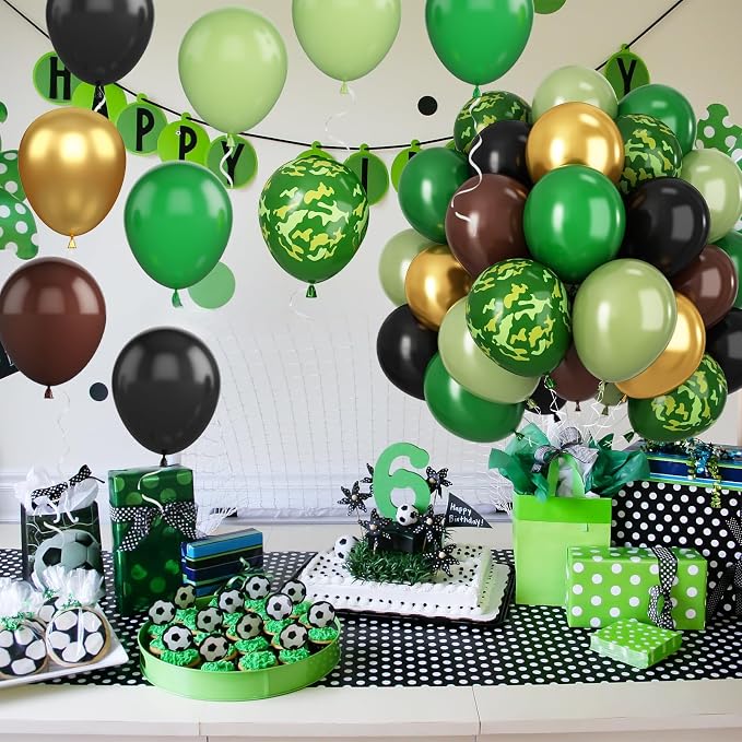 Green and Brown Balloons, 12 Inch Camo Balloons Brown, Sage Green and Metallic - Image 5