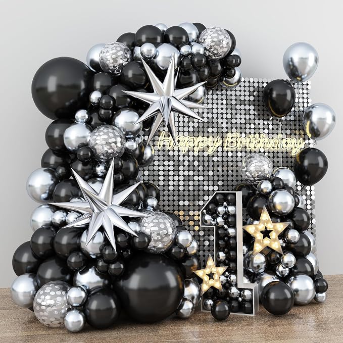 Black and Silver Balloon Garland Arch Kit - Image 8