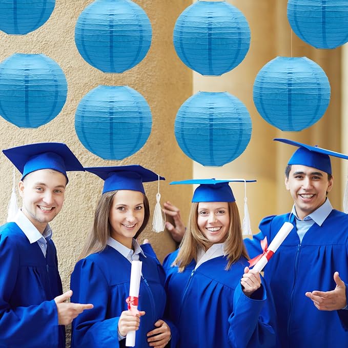 Sky Blue Paper Lanterns Round Shape Lanterns - Image 6