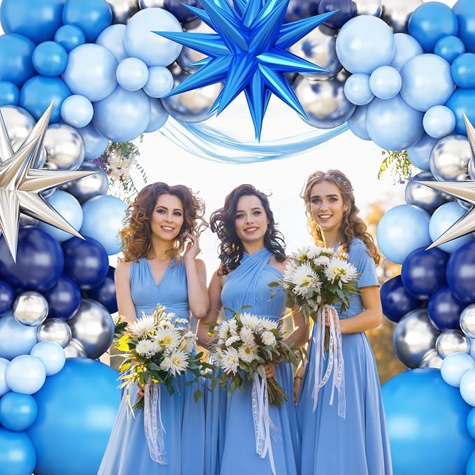Blue Silver Balloon Arch Garland Kit, Baby Shower, Graduation, Anniversary - Image 6