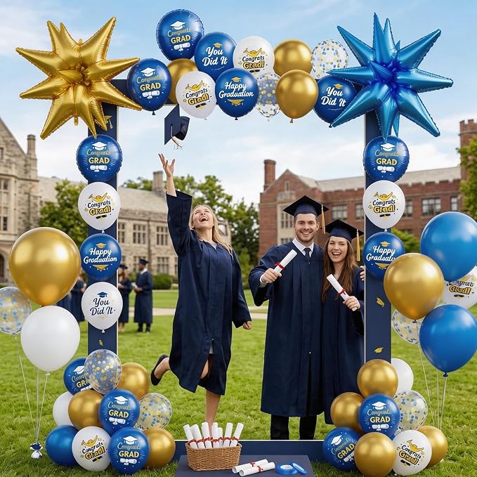 Blue and Gold Graduation Balloons Graduation Decorations 2026, Print Congrats - Image 4