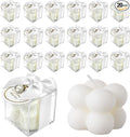 20 Pcs Small Bubble Candles Elegant Party Favors Bulk Set with Decorative Ribbons Thank You Cards for Bridal Shower Guest Gifts (20, White)