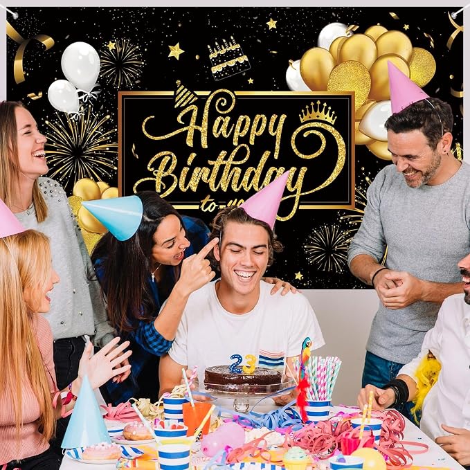Happy Birthday Backdrop Banner, Happy Birthday Party Decorations Yard Sign - Image 6