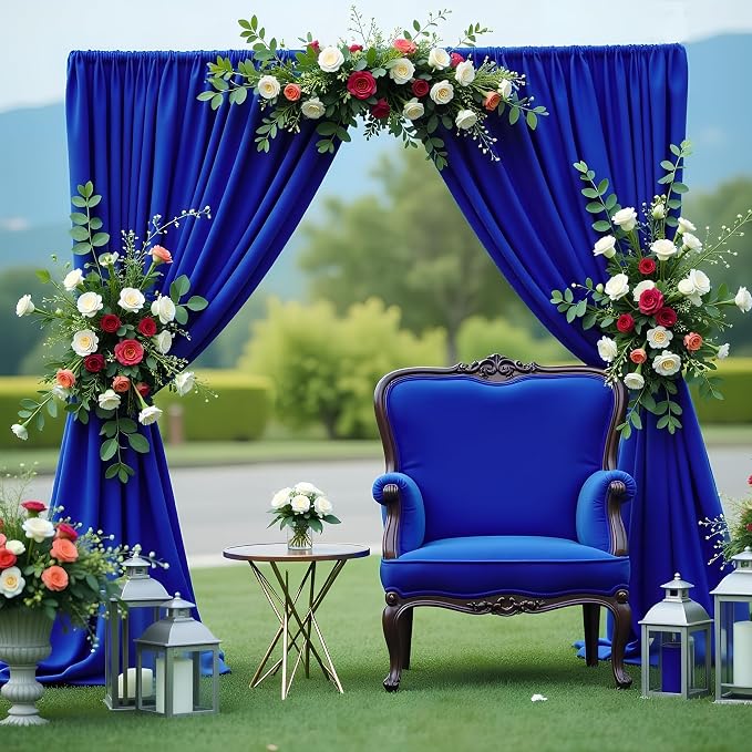 Asee'm Royal Blue Backdrop Curtains Drapes - Image 6