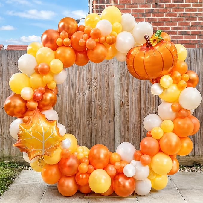 Fall Balloons 12Inch Burnt Orange Mustard Yellow Beige Thanksgiving Balloon | - Image 6