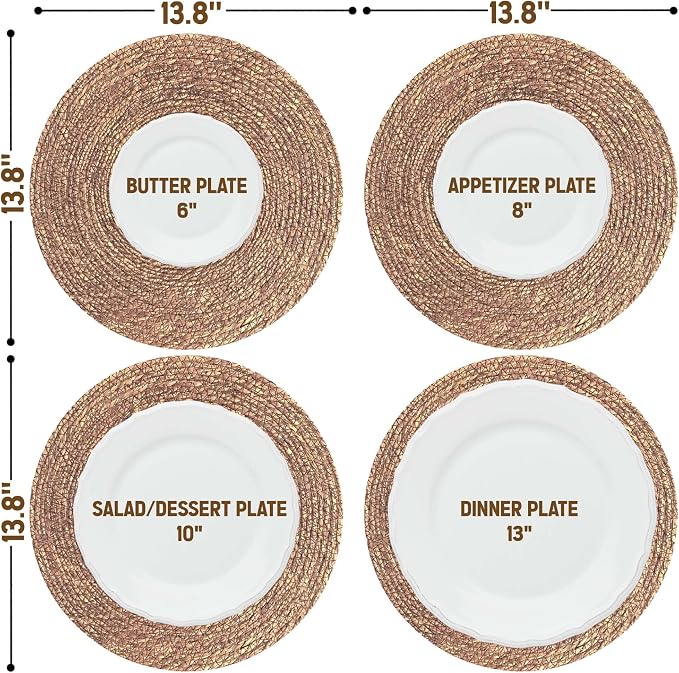 13.8" Set of 6 Brown Seagrass Woven Round Placemats - Image 3