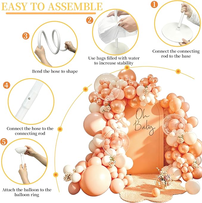 Balloon Arch Kit, Free Bending 8.2FT & 5FT Half Balloon Arch Stand | PVC Frame - Image 4
